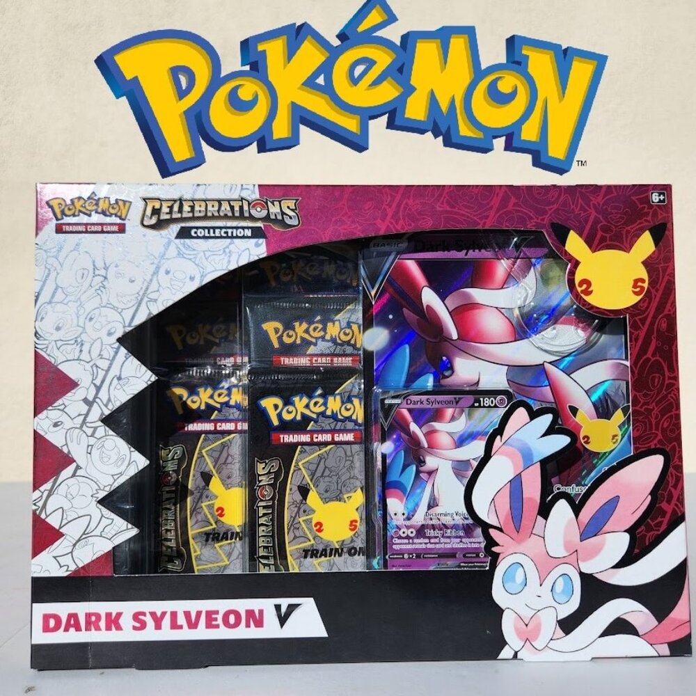 NEW Pokemon Trading Card Games Celebrations Dark Sylveon V Cards TCG booster pac - Picture 1 of 8